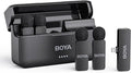 BOYA BY-V4D Wireless Lavalier Microphone for iPhone iPad with Charging case, 18H Battery Life, 650ft Range, 4-Channel Omnidirectional Noise Canceling Lapel Mics for Video Recording Interview Vlog by BOYA