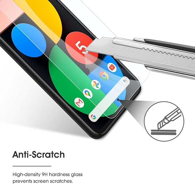 OMOTON [3 Pack Screen Protector for Google Pixel 5 - Tempered Glass/Case Friendly/Anti Scratch Screen Protector for Google Pixel 5 - Image 5