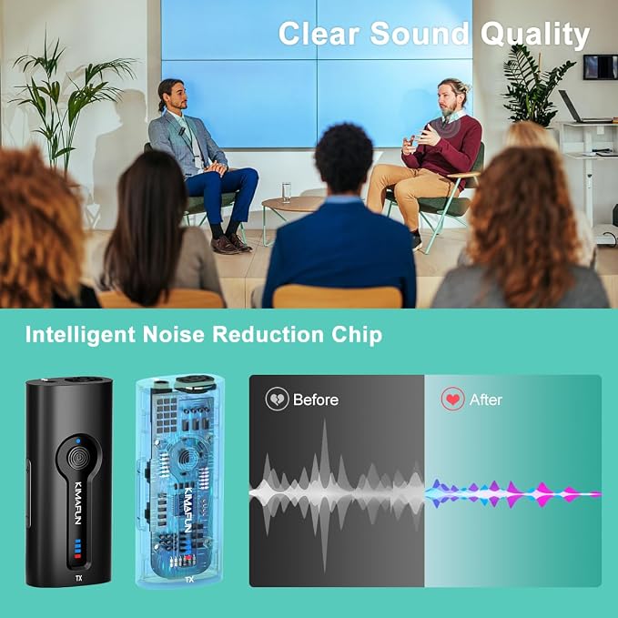 KIMAFUN Wireless Lavalier Microphone System, Wireless 2.4GHz Lapel Mics Handheld Mic 2 in 1 for Teaching, Teachers, Speech, Tour Guiding, Speaker, Amplifier, PA System, Broadcast, KM-G70(2TX1RX) - Image 3