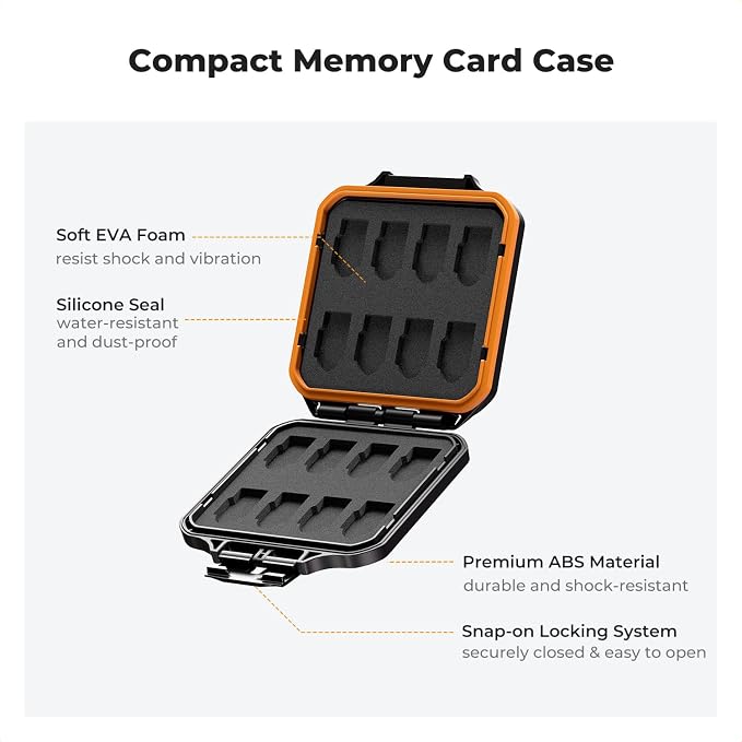 K&F CONCEPT 16 Slots Micro SD Card Case, Card Holder Organizer | Water-Resistant Anti-Shock Dust for Micro SD/SDHC/SDXC/TF, PM04 - Image 4