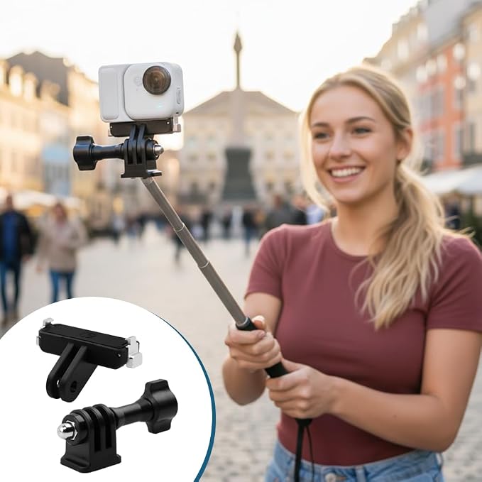 Magnetic Quick Release Mount for Insta360 GO Ultra Accessories, Adjustable Angle Dual‑Prong Adapter with 1/4" Threaded Port for Tripod & Mounts - Image 6