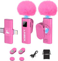 Pink Wireless Lavalier Microphone for iPhone, Noise Cancelling | Crystal clear audio with noise reduction, plug and play with Lightning connector, perfect for TikTok and vlog by Linber