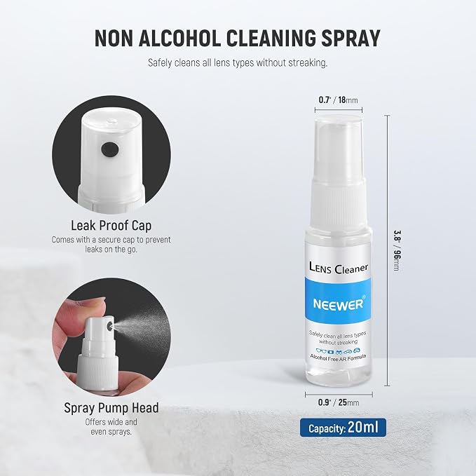 NEEWER 12 in 1 Camera Lens Cleaning Kit for DSLR Cameras, Electronics, Smartphones, Tablets, 10x Cleaning Swab for 24mm Full Frame Sensor + 1x Cleaner Spray + 1x Cloth, HM-46 - Image 2