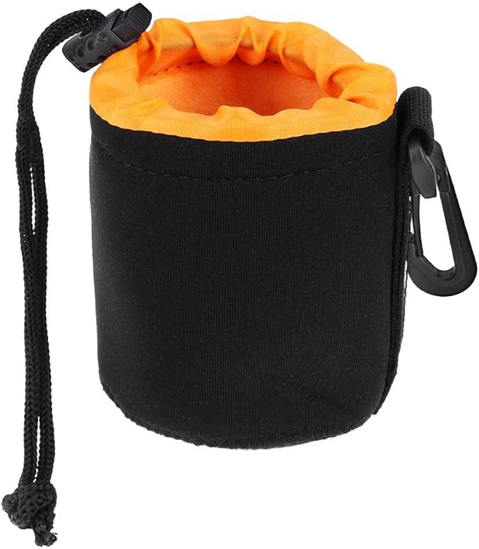 S Size (Small) Camera Lens Pouch, Thick Protective Neoprene Bag Storage Cover Case with Drawstring Design, Soft Plush Interior, Compatible for Canon, for Nikon, for Sony DSLR Lenses by Unknown