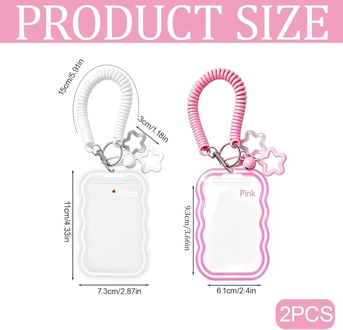 2 Pack Cute Photocard Holder Keychain,Kpop Photo Card Holder | Creative Photo Protector Keychain Accessories for Bus Card, Daily Display & Travel Decorations Gifts - Image 2