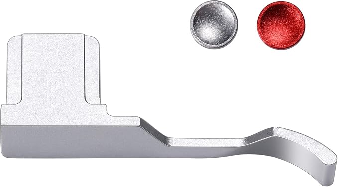 Thumb Hand Grip + Shutter Button for FUJIFILM X100VI/X100V - Silver | Aluminum thumb grip for FUJIFILM X100VI/X100V improves handling & stability, protects contacts, for street photography by DBZZ