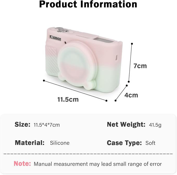 MUZIRI KINOKOO Case for Canon Powershot SX740/SX730 HS Digital Camera - Soft Protective Cover SX740 SX730 HS Camera Silicone Sleeve with Removable Lens Cover - Jelly Green and Pink - Image 7