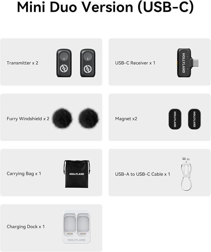 Hollyland Lark A1 Wireless Microphone for iPhone & Android, 48kHz/24-bit Studio Audio, 3-Level Noise Cancellation, 200m Range, Magnetic Mini Mic for Video Recording & Live Streaming (2TX + USB-C RX) - Image 12