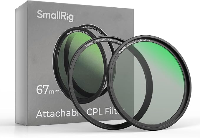 SmallRig 67mm Magnetic Circular Polarizers Filter + 67mm Threaded Filter Ring, HD Optical Glass 28 Layer Multi Nano Coated Circular Polarizing Filter Magnetic CPL Waterproof Scratch Resistant - 4582 by SmallRig