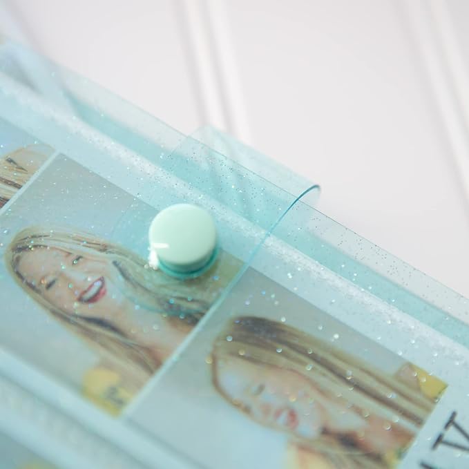 Photo Album For 2X6 Photo Booth Slip In Strips And 4X6 Pictures - 6 Ring Notebook Binder With 20 2 By 6 Sleeves - Fits 80 Photobooth Prints (SEAFOAM SPARKLE, 2X6) - Image 3