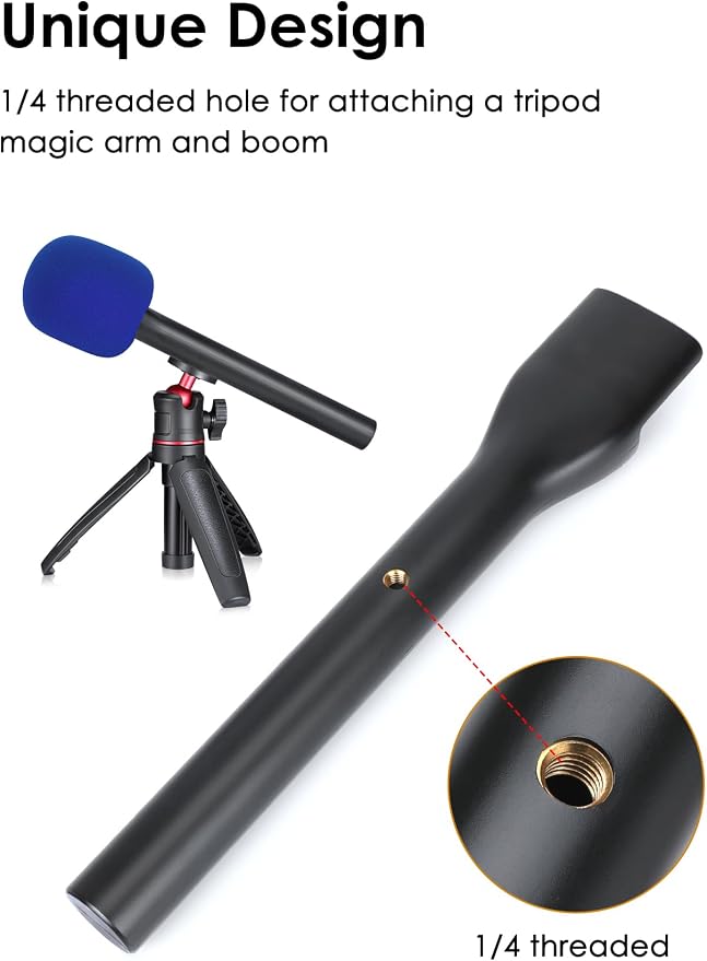 SUNMON Handheld Mic Stand for Rode Wireless Mic with Pop Filter(Blue), Holder for Rode Go 2/Wireless Pro, Interview Microphone Adapter Handheld for Wireless Go/Wireless ME - Image 2