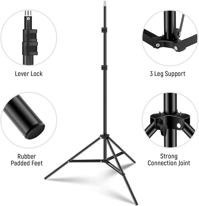 NEEWER Photography Light Stand, 7 Feet / 210cm Aluminum Alloy (2 Pieces) | Photo Studio Tripod Stands, for Video, Portrait, Photography Lighting, for Reflectors, Soft Boxes, Umbrellas, Backgrounds - Image 7