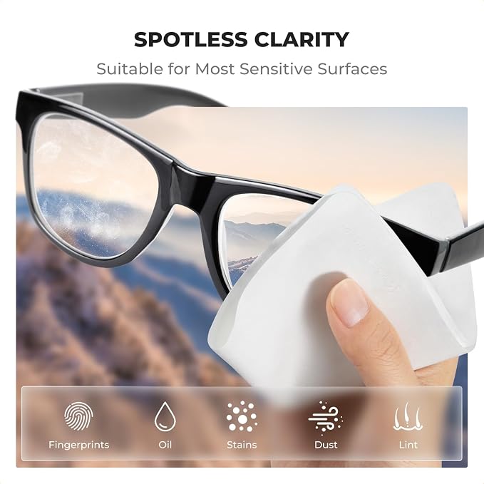 K&F CONCEPT Microfiber Lens Cleaning Cloth X6,Glasses Cleaning,High Density | Individually Packaged,Percision Cleaning,Washable And Reusable,for Eyeglasses,Camera Lens,Screen Cleaning,White & Grey,MC01 - Image 2