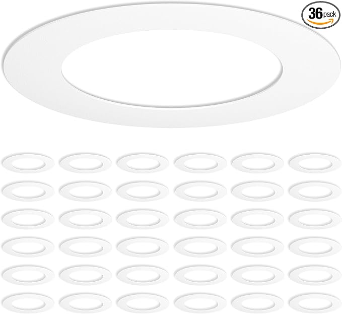 Amico Goof Rings for 6 Inch Recessed Lights, 36 Pack, White | Can Light Trim Ring Cover, Outer Diameter 8.6-inch, Inner Diameter 6.2-inch, Durable Plastic Design by Amico