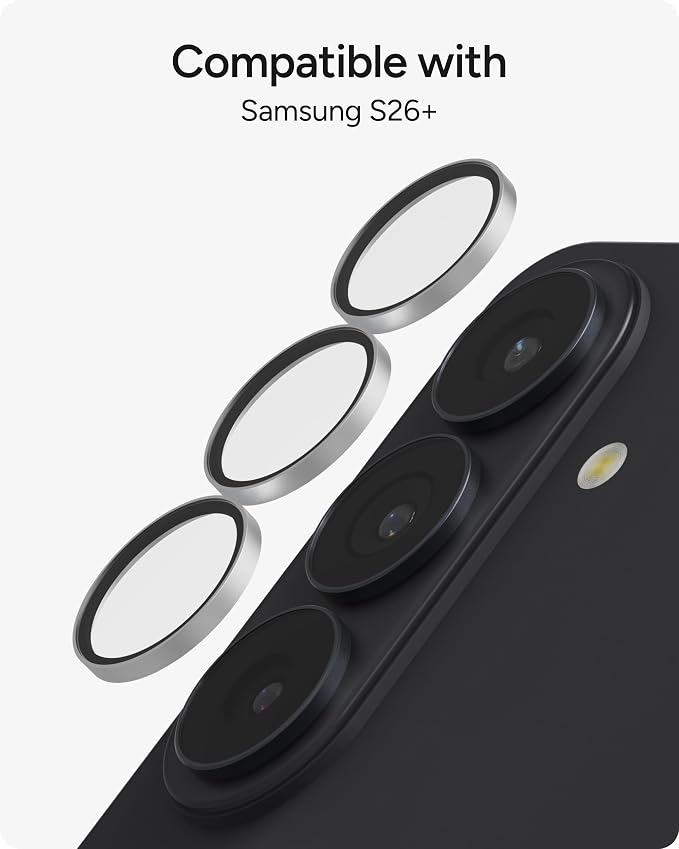 ZAGG Glass Elite Samsung Galaxy S26+ Camera Lens Protector - Silver, Anti-Reflective, 5X Stronger Impact & Scratch Resistant Aluminosilicate Glass - Easy Installation, Smudge-Free Surface - Image 4