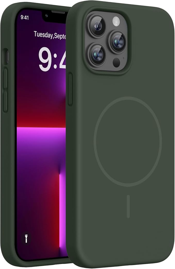 Miracase Magnetic for iPhone 13 Pro Case, Silicone, Soft Microfiber Lining by Miracase