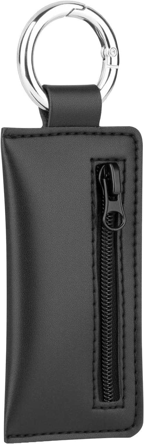 Microfiber USB Flash Drive Holder Case with Keychain | Anti-Slip Zipper Pouch, Storage Case Compatible with AirTag SD TF Card, for Small Medium USB Drives, 1PC, Black, Case Only by CaSZLUTION