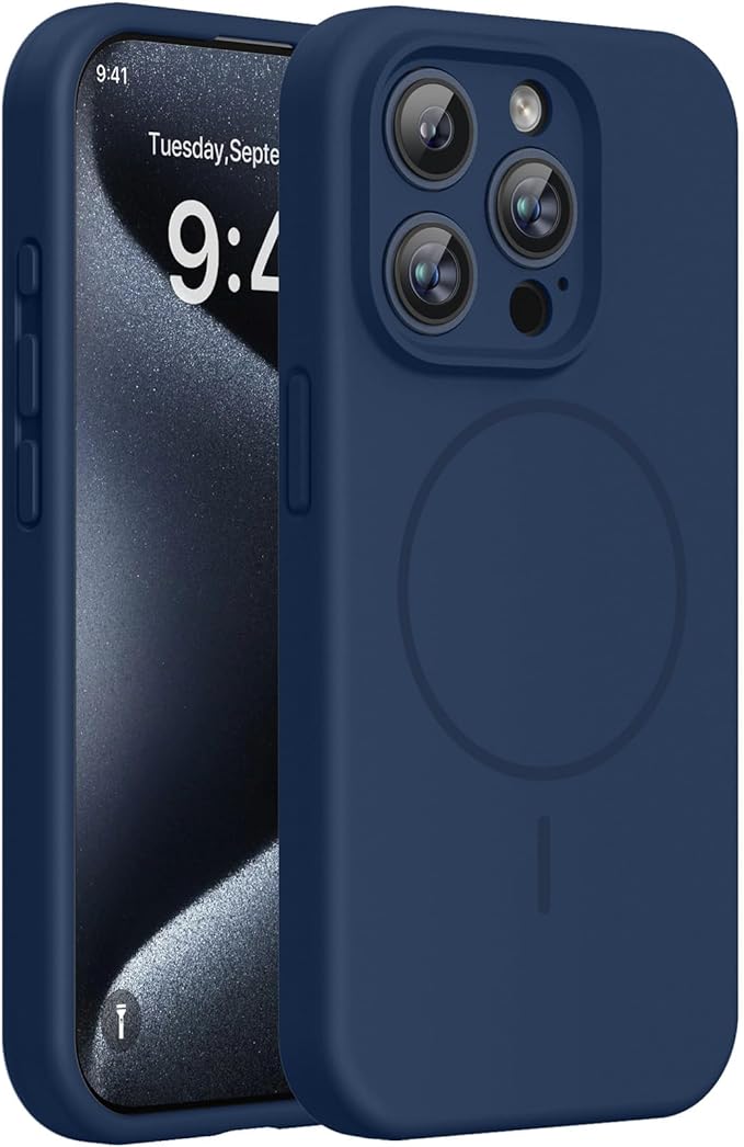 Miracase Magnetic for iPhone 15 Pro Case, Silicone, Soft Microfiber Lining by Miracase