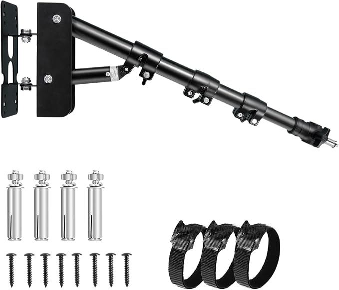 EMART Ring Light Wall Mount Boom Arm, Adjustable 42in/106cm Overhead Stand | 180°Rotation Heavy Duty Triangle Bracket Mounting Bar for Camera, Photography Lighting, Barber Led Lamp by EMART