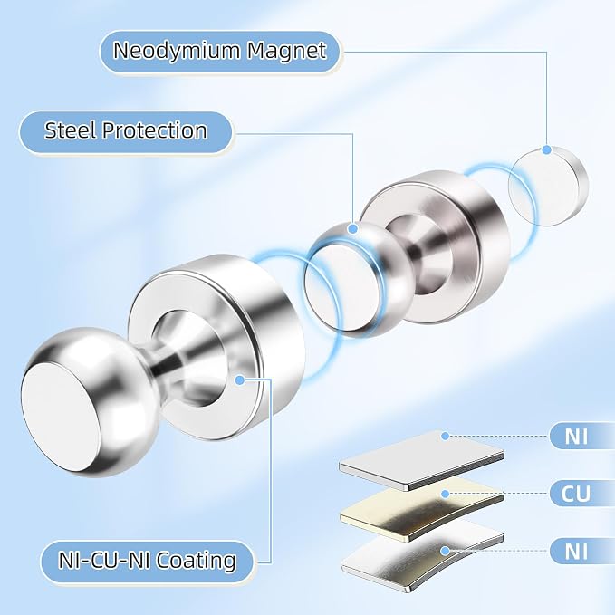 FINDMAG 16 Pack Magnets for Whiteboard, Fridge Magnet, Small Magnets, Refrigerator Magnets, Neodymium Magnet for School, Home, Garage, Crafts - Image 3
