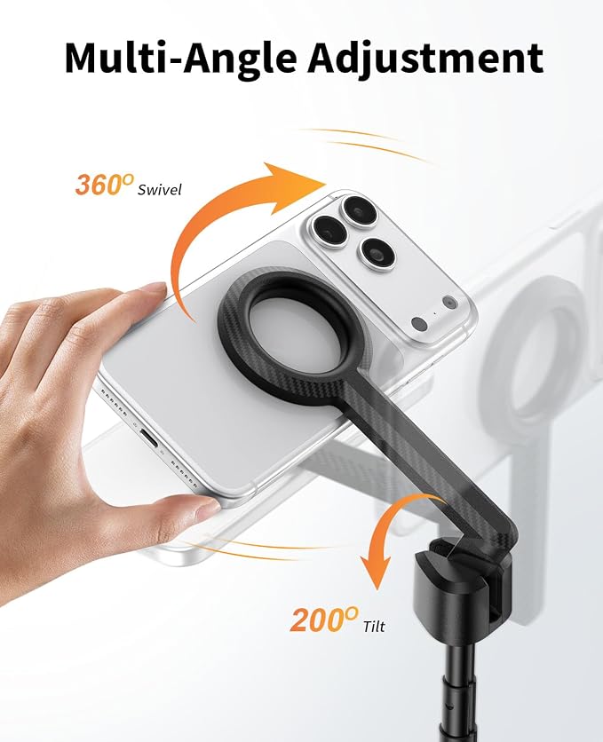 Vimose Magnetic Tripod for iPhone, Selfie Stick Monopod Tripod for Magsafe, 360° Rotatable Travel Tripod Heads Cell Phone Stand with Metal Ring & Remote, Compatible with iPhone Android, 60" - Image 4