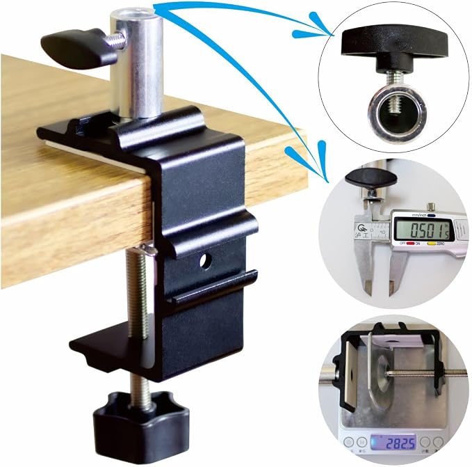 Replacement Heavy Duty C Clamp for 1/2” Base Magnifying Lamp,Desk Lamp,Swing Arm Lamp,Phone I pad Mount,Tablet Mic Holder,Table Mount Clamp for Microphone Stand Mic Boom Arm (G1 BLACK) - Image 9