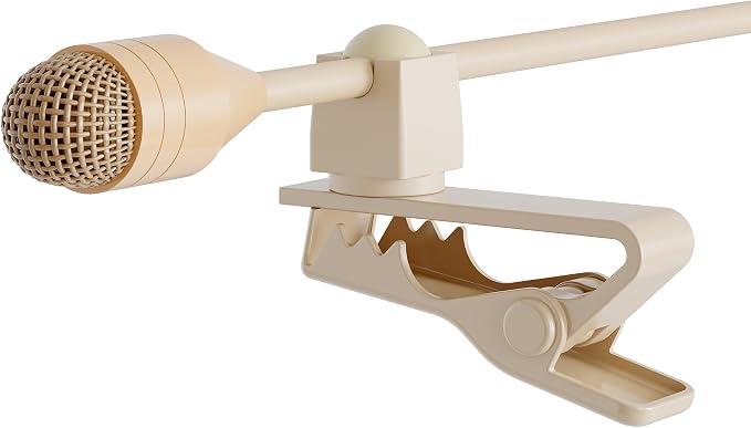 J K MIC-J 050 Lavalier Microphone Compatible with Sennheiser Bodypacks | Beige Clip-On Condenser Mic with 1/8” Locking TRS Plug for Presentations, Interviews and Live Performance - Image 4