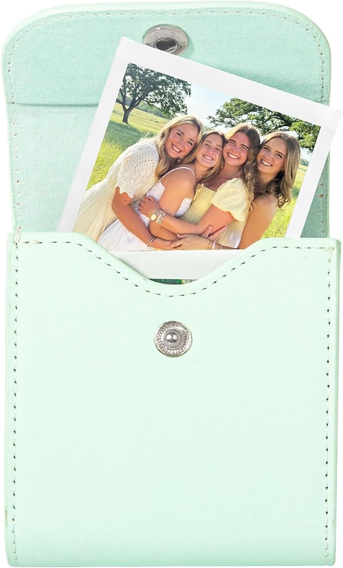 CAIYOULE Square Photo Pouch for Fujifilm Instax SQ Films, Green | PU Picture Holder Case for Fujifilm Instax SQ1/40/20/10/6/SP-3 2.9x3.4" Film, Photo Storage Pocket, Can hold 50+ SQ Photos by CAIYOULE