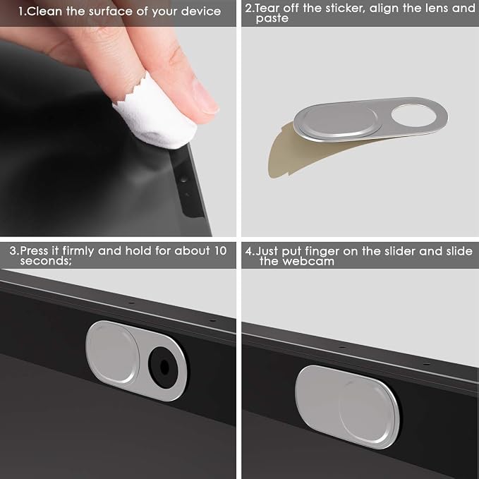 Webcam Cover, Camera Privacy Covers, 0.027 Inch Ultra Thin Camera Cover Slide Laptop Accessories for Laptop, PC, Tablet, iPhone, iPad, Mac, Protect Your Visual Privacy and Security (Silver-3 Pack) - Image 7