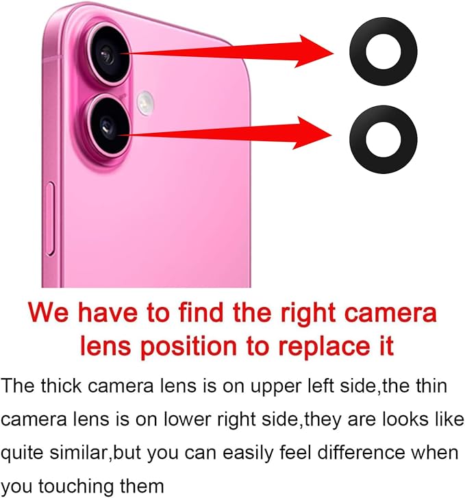2pcs/Set 16 Back Rear Camera Lens Glass Replacement for iPhone 16 Camera Lens Replacement with and Reparing Toolkits - Image 4