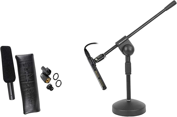 Audio-Technica AT875R Short Shotgun Condenser Microphone w/Line+Mic Stand by Unknown