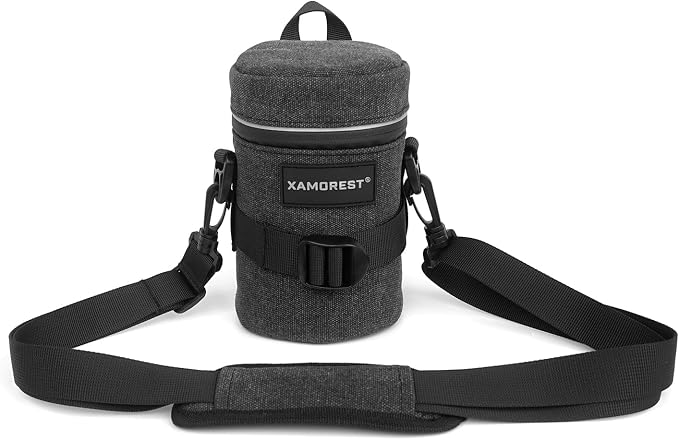 Camera Lens Case Lens Bag Compatible (3.15" x 5.71"(Canvas, Black)) by XAMOREST