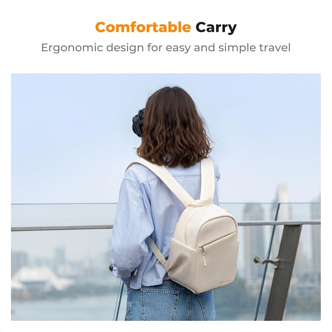 K&F CONCEPT Camera Backpack, Lightweight Compact Camera Bag 5L | Water-Resistant, Dividers, 9.7in Tablet Compartment, Quick Access, Street & Urban, Men & Women, for Canon/Nikon/Sony, Beige - Image 5