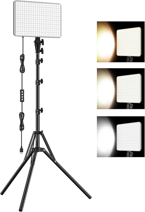 1-Pack LED Video Lighting Kit, Anautin 15W/1700Lux Photography Lighting with Tripod Stand, 2500-8500K Dimmable Streaming Light for Video Recording, Gaming, Podcast, Barber, Salon, TikTok, YouTube by Anautin