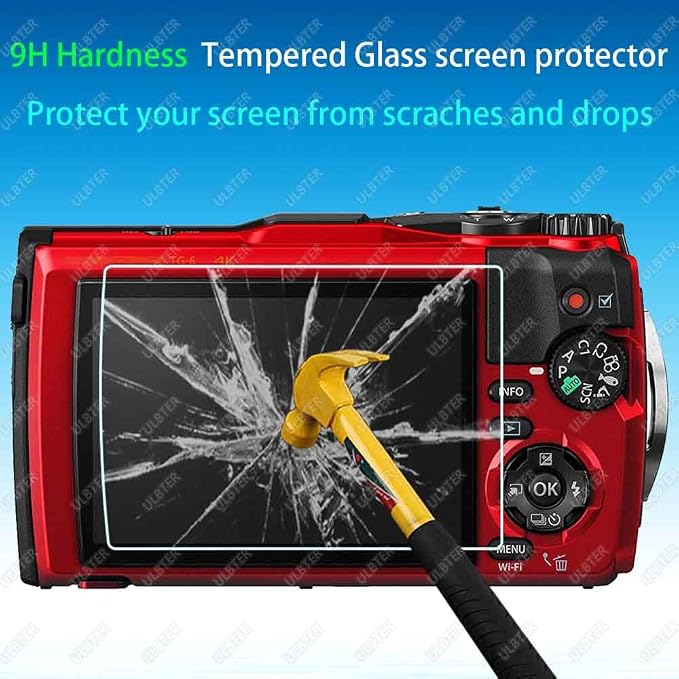 ULBTER Screen Protector for Olympus TG-7 TG-6 TG-5 TG-4 TG7 TG6 [3 Pack] | Tempered Glass for OM SYSTEM Tough TG-7 TG6 TG5 TG4 0.3mm 9H Hardness Screen Cover Anti-Scrach Anti-Dust - Image 3
