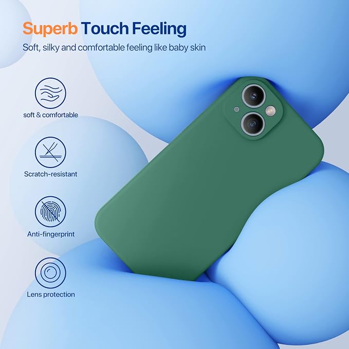 Miracase Silicone for iPhone 14 Case, Acacia Green | Soft Anti-Scratch Microfiber Lining, Premium Silicone Cover Shockproof Drop Protection Phone Case for 14 - Image 3
