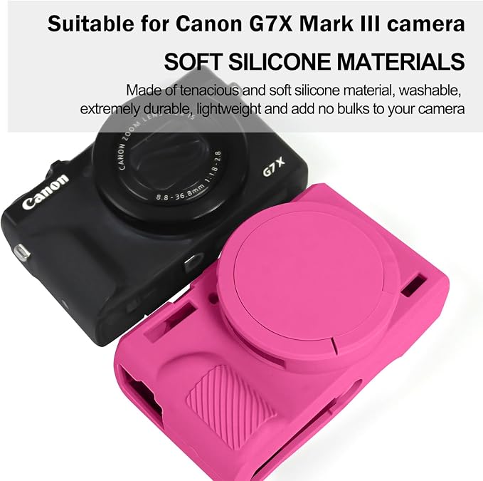 Easy Hood Camera Case Cover for Canon Powershot G7X Mark III Camera(Rose) | With Removable Lens Cover,Soft Silicone Protective Case,Anti-Scratch,Slim Fit,Enhanced Grip,Lightweight Camera Accessories - Image 2