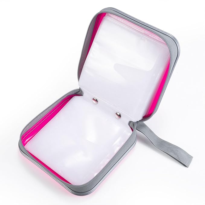 LIOVODE DVD Case, 48 Capacity Hard Plastic CD Case Holder for Car | DVD Storage, Hand Strap, Zipper Closure, Scratch-Resistant Sleeves, CD Storage for Music Blu-Ray Game Disc for Travel Office - Image 4