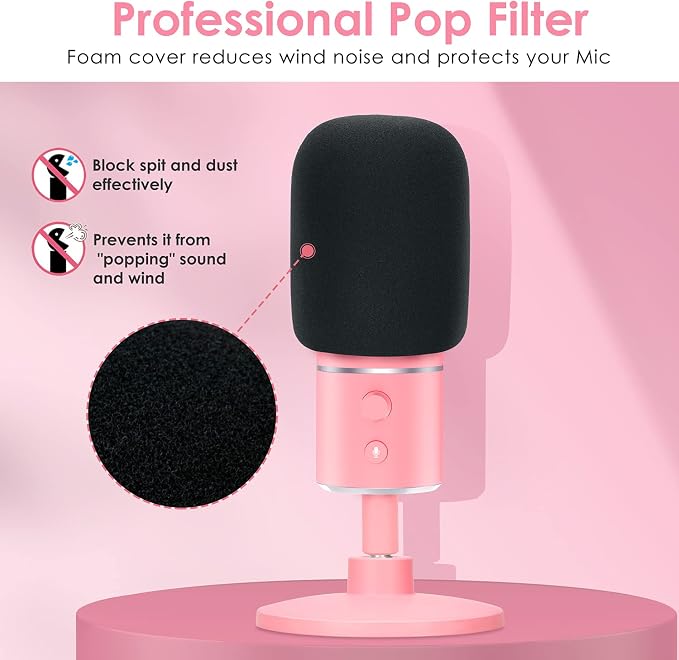 Pink Seiren X Shock Mount and Pop Filter - Pink Microphone Shock Mount for Razer Seiren X, Seiren V2 X Microphone, Shock Mount Mic Holder Compatible for Razer Seiren X Boom Arm Stand by YOUSHARES - Image 4