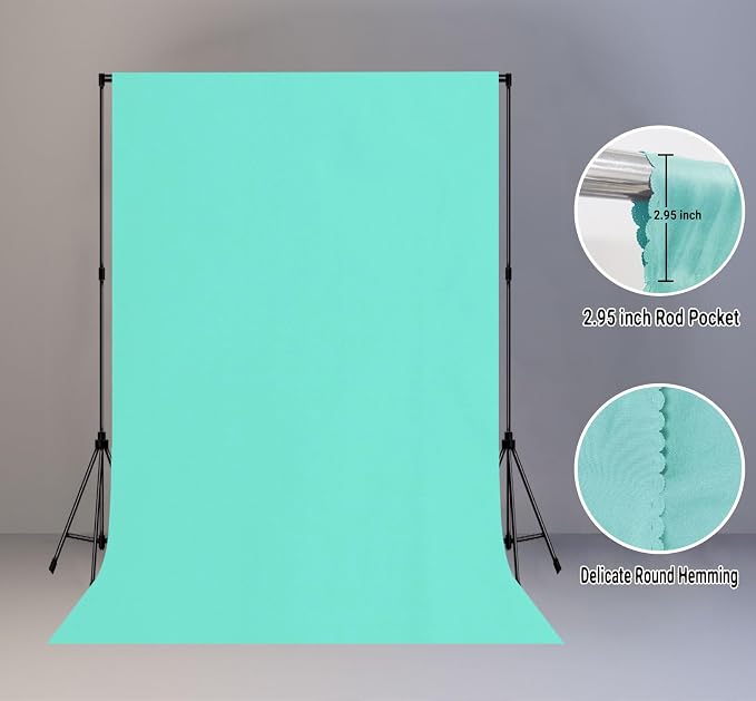 Turquoise Photography Backdrop for Photoshoot, Fabric 6x9ft | Polyester Studio Photo Backgrounds, Non Reflective, Easy to Hang, for Portrait Shoot, Product, Party Decor, Video Creation - Image 2