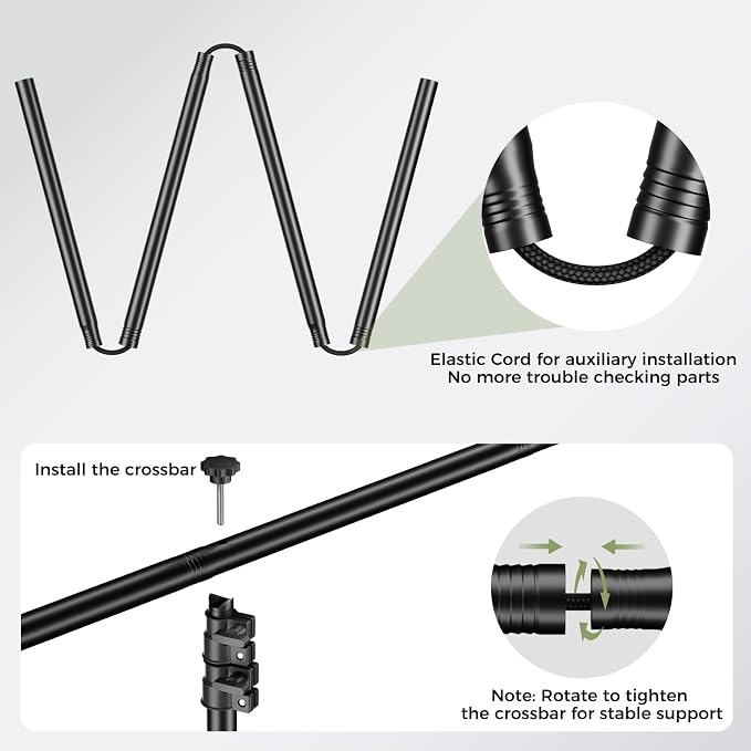 Emart 5x6.5ft Green Screen Backdrop Kit with T-Shape Stand and 6 Clamps | Reverse folding base for easy storage & transport，perfect for Photography, Photoshoot, Studio Video Recording, Streaming - Image 5
