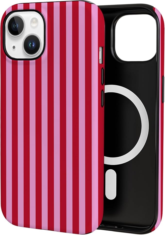 TPU Phone Case for iPhone 15, MagSafe Wireless Charging Compatible, Shockproof Slim Fit Protective Cover with Anti-Yellowing & Raised Camera Protection (Stripes 4, iPhone 15) by Unknown