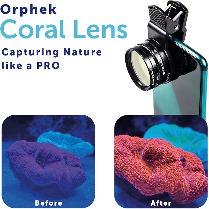 Orphek Coral Lens – Kit for All Smartphones – 4 Lens Included: Macro, CPL 37mm Polarized, 15,000k Orange, 20,000k Yellow – Universal Phone Clip – Lens Made of Glass – for Better Photography - Image 2