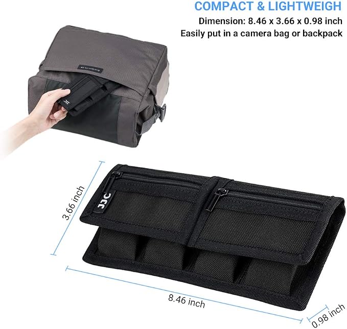 (6 Pockets) Camera Battery and SD Card Pouch Holder for 18650 x 8, AA, LP-E6N LP-E6NH LP-E17 EN-EL14 EN-EL15 NP-FW50 NP-FZ100 NP-W126S Battery,Suitable for Canon M50 Mark II 5DM4 6DM2 80D Sony A7R IV - Image 6