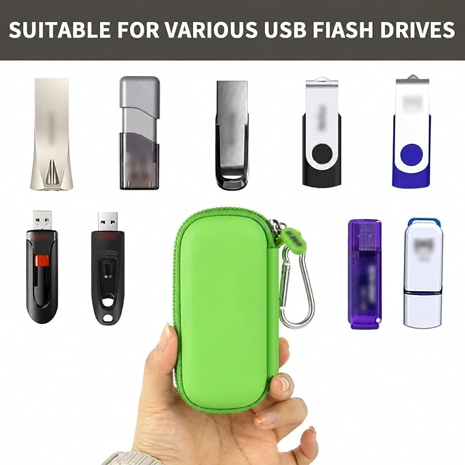 USB Flash Drive Case, SD Card/Thumb Drive/Memory Cards Holder, Bag Only | SDXC/SDHC Storage, Electronic Accessories Organizer for SanDisk / for Samsung, for Students/IT/Office/School/Travel, G-Green - Image 2