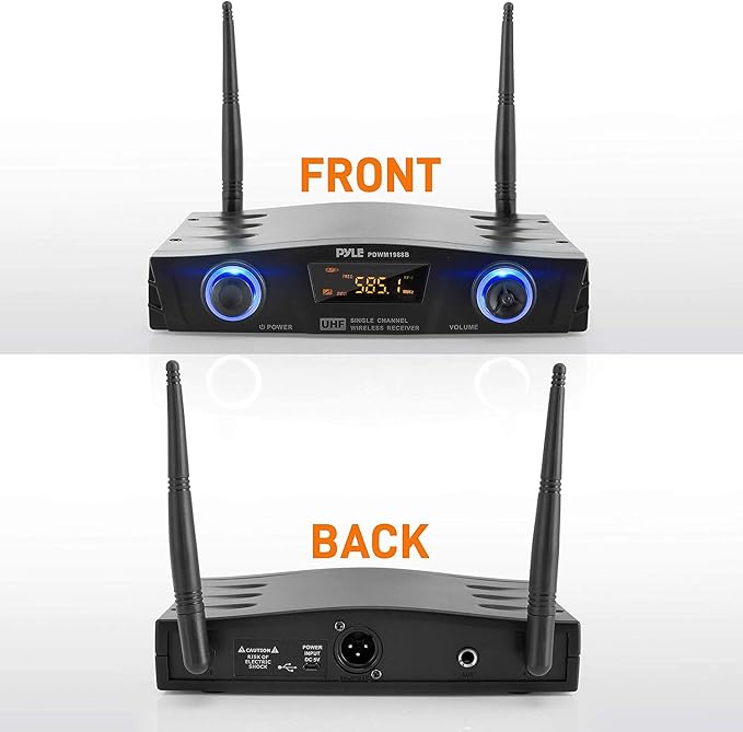 PYLE Compact UHF Wireless Microphone System - Pro Portable 1 Channel Desktop Digital Mic Receiver Set w/ Belt-Pack Transmitter, Receiver, Headset and Lavalier Mics, XLR, For Home, PA PDWM1988B,Black - Image 3