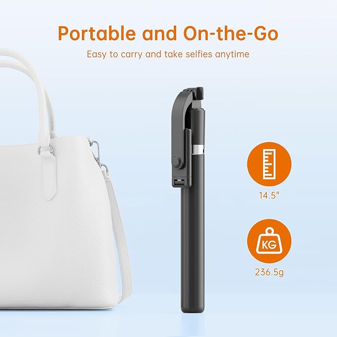 67" Selfie Stick Tripod, Portable Cell Phone Tripod with Wireless Remote Control, 360° Rotating Extendable All-in-1 Travel Stand for Selfies Video Recording, Compatible with iOS/Android, Silver Black - Image 4
