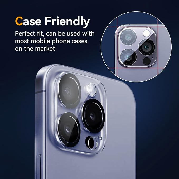 Camera Lens Protector for iPhone 14 Pro 6.1" ＆ iPhone 14 Pro Max 6.7",9H Tempered Glass，Ultra HD, Scratch Resistance Easy to Install，Case Friendly，[Does not Affect Night Shots] 3-Pack - Image 4