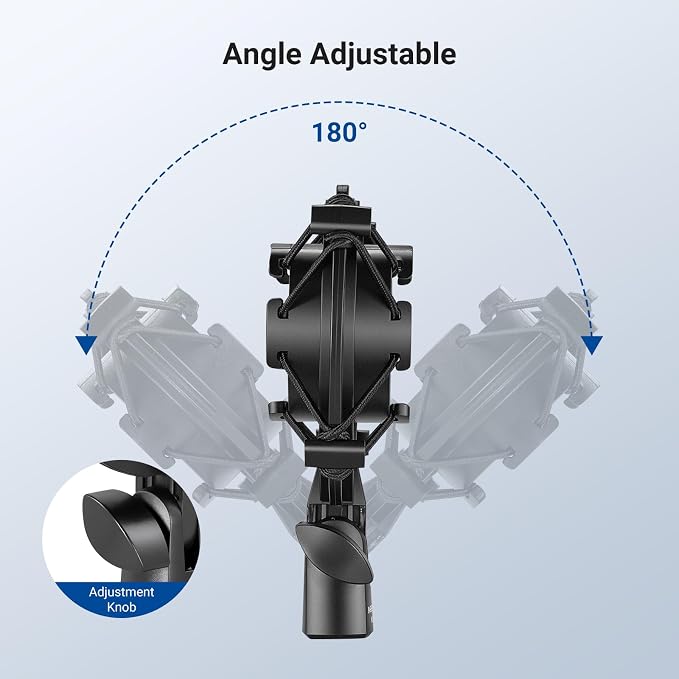 NEEWER Microphone Shock Mount, Mic Holder for Stand & Boom Arm with Elastic Ropes & 3/8" to 5/8" Screw Adapter, Fits Mics of 1.8" to 2" (46 to 50mm) Diameter, MS048 - Image 2