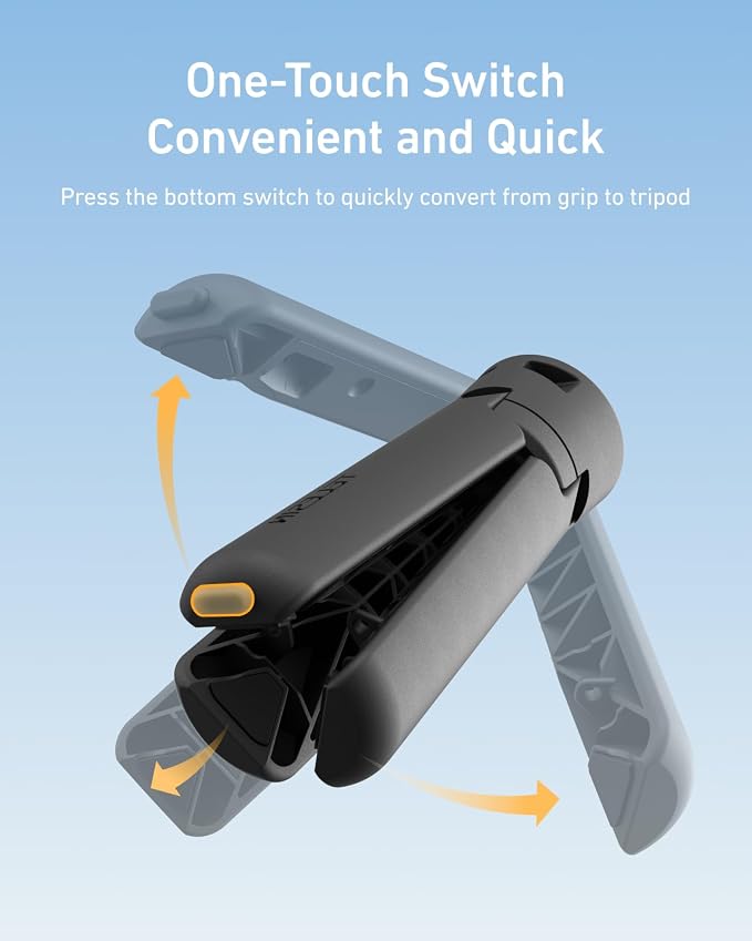 TELESIN One-Touch Deploy Mini Tripod for DJI Osmo Pocket 3 4 4P &Luna Ultra | Reinforced Desktop Stand&Grip with 1/4"Screw for Insta360 Luna Ultra X5/DJI Action 6 5pro Nano/GoPro/Camera/Phone Accessories - Image 3